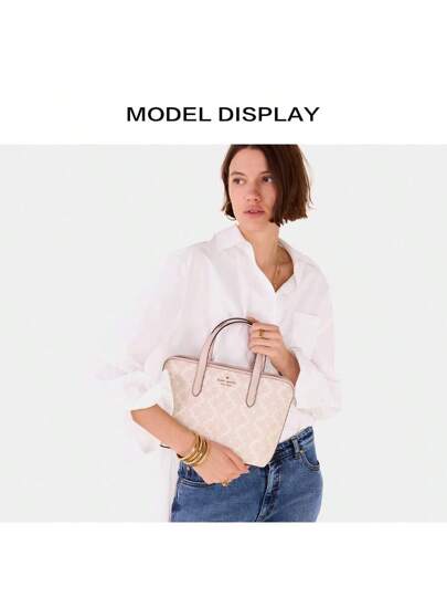 Kate Spade كيس حمل كبير للنساء، طباعة زهرية على شكل البلوط، حقيبة كتف كبيرة للعمل، حقيبة زهرية جميلة مع سحاب إغلاق