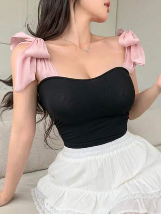 DAZY ملابس علوية أنثوية صيفية من الشبك بتصميم لوحات ملونة متباينة، مربوطة الأطراف، محصورة الخصر، ملابس شارع جذابة، أنبوبة بدون أكمام مريحة