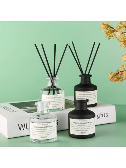 5 قطع (1 زجاجة عطر + 4 قضبان غاطس من الخيزران) مجموعة عطور منزلية بدون شعلة، رائحة طويلة الأمد، مناسبة لغرفة النوم والحمام وغرفة المعيشة والعلاج بالروائح العطرية، معطر الغرفة، مبخر، هدية، ديكور منزلي