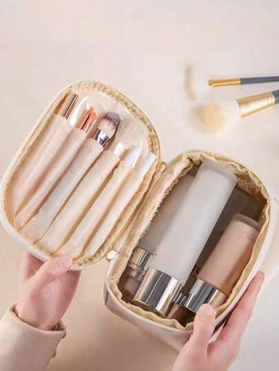 حقيبة مكياج من الجلد الصناعي الفاخر قطعة واحدة، حقيبة مكياج بالحلوى، حقيبة يد، حقيبة أدوات تجميل محمولة، حقيبة مكياج للسفر، حقيبة مكياج محمولة، حقيبة منظم متعددة الوظائف مع مقبض، حقيبة مستحضرات تجميل للسفر، حقيبة أدوات تجميل، منظم مكياج للسفر مع فواصل ومق
