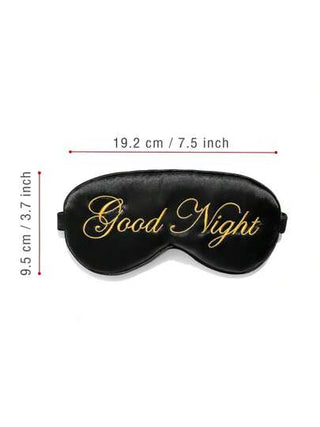 طقم تانكيني حريمي قناع للنوم مطرز بشعار "Good Night" من البوليستر الخفيف ذو لون أسود، أقنعة نوم معتمة