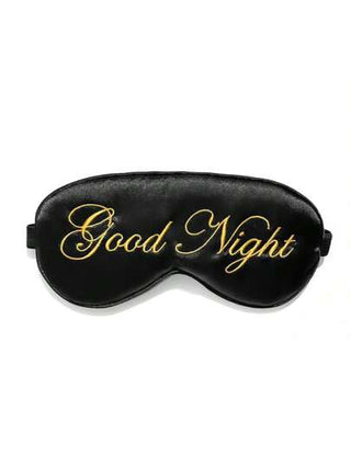 طقم تانكيني حريمي قناع للنوم مطرز بشعار "Good Night" من البوليستر الخفيف ذو لون أسود، أقنعة نوم معتمة