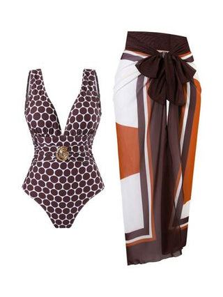 مايوه حريمي قطعة واحدة Swim Oasis مجموعة قطعتين جديدة عام 2025 للنساء: بدلة سباحة قطعة واحدة مطبوعة بشكل عشوائي مع غطاء تنورة شبكية ، ملابس شاطئ وعطلة صيفية مجموعة ملابس سباحة عادية