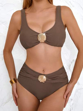 Swim Chiccia مجموعة من3قطع بحريَّة (شايني) للسباحة في الصيف، بوركيني ذات أكمام طويلة، بتصميم ومطبوع باللون المتدرج، جمبسوت طويلة وفستان شاطئ