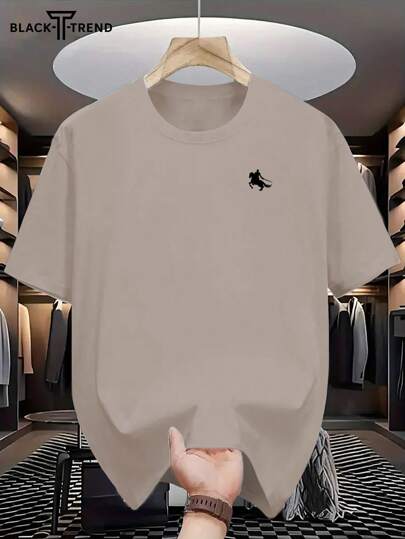 قميص كاجوال قصير الأكمام بطبعة فارس، ذو رقبة دائرية، مناسب للصيف، يمكن ارتداؤه مع بنطلون كاجوال للسفر والعطلات والتخييم والرياضة