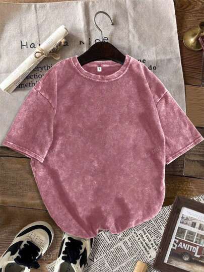 تي شيرت صيفي بطباعة أجنحة، تي شيرت نسائي غير رسمي بأكمام قصيرة مطبوع بتصميم فضفاض متمزق من أعاده التأثير القديم