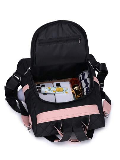 LECEY محفظة نسائية مطرزة متعددة الوظائف مضادة للسرقة ، محفظة للعملات ، حقيبة سفر مميزة للطلاب الحرفيين ، مقاومة للماء ، للتسوق ، للخروجات مع علاقة من الفرو ، حقيبة للأم ، حقيبة للبار ، حقيبة للكمبيوتر المحمول ، حقيبة كتف بنايلون نسائية ، مناسبة لموظفات ال