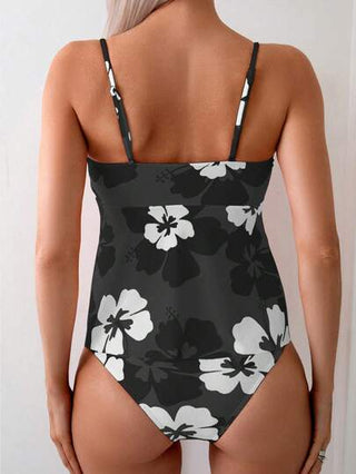 طقم تانكيني حريمي Swim Lushoire طقم سباحة 2 قطعة بحمالات رفيعة وطبعات زهور عشوائية، بلوزة كاجوال وسروال للنساء