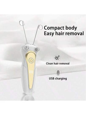 قطعة واحدة إزالة شعر الوجه الكهربائية لإناث قابل للشحن عبر USB - ماكينة حلاقة الوجه بدون ألم للذقن والشفاه والذراعين والساقين، ببطارية ليثيوم سعة 500 مللي أمبير، ناعم وسلس، هدية مثالية للعطلات - مزيل الشعر
