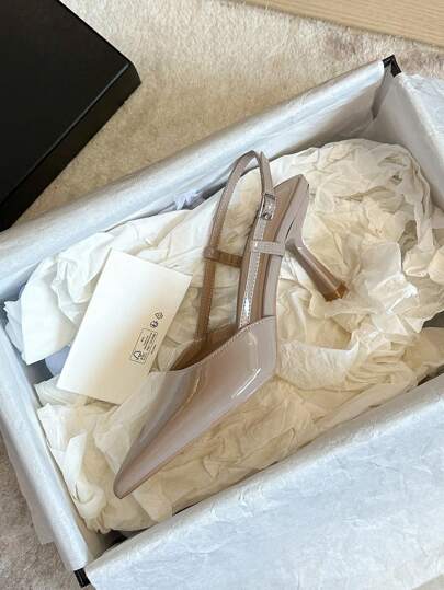 Xin Jing Shoes أحذية نسائية ذات كعب عالي وحزام كاحل بأصبع قدم مدبب، موضة متعددة الاستخدامات للتنقل والحفلات الزفاف، أنيقة وذات كعب رفيع