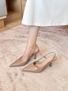 Xin Jing Shoes أحذية نسائية ذات كعب عالي وحزام كاحل بأصبع قدم مدبب، موضة متعددة الاستخدامات للتنقل والحفلات الزفاف، أنيقة وذات كعب رفيع