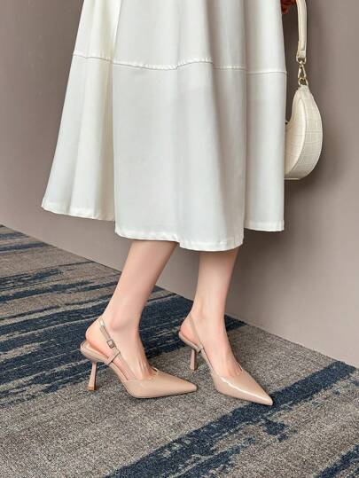 Xin Jing Shoes أحذية نسائية ذات كعب عالي وحزام كاحل بأصبع قدم مدبب، موضة متعددة الاستخدامات للتنقل والحفلات الزفاف، أنيقة وذات كعب رفيع