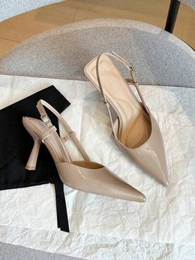 Xin Jing Shoes أحذية نسائية ذات كعب عالي وحزام كاحل بأصبع قدم مدبب، موضة متعددة الاستخدامات للتنقل والحفلات الزفاف، أنيقة وذات كعب رفيع