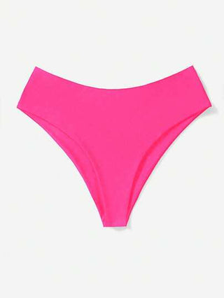 SHEIN Swim Curve سراويل السباحة باللون الأحادي ذات الخصر العالي للمرأة البدينة