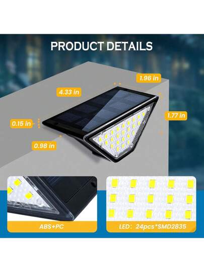 أضواء سولارية للخارج أضواء درج LED ب- 24 مصباح أضواء سطح سولارية مقاومة للماء أضواء زخرفية سولارية للفناء والحديقة والمداخل والساحات والممرات (ضوء دافئ)