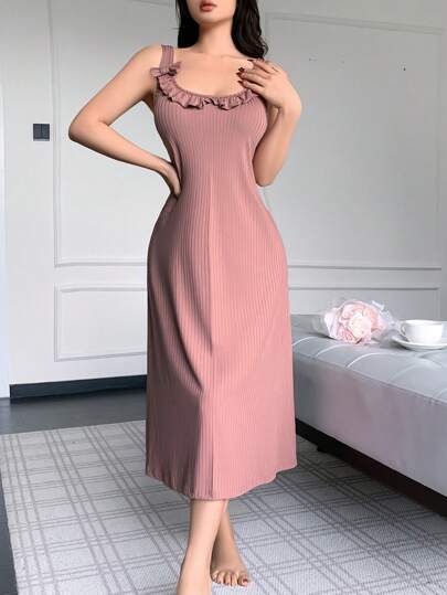 SHEIN فستان منزلي نسائي مع تعليقة أنيقة على شكل فيونكة ثلاثية الأبعاد