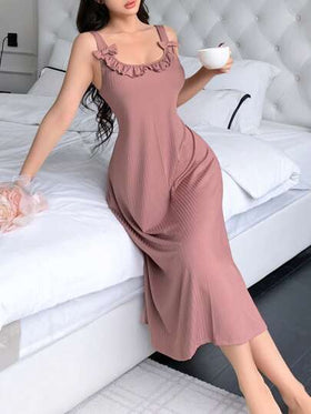 SHEIN فستان منزلي نسائي مع تعليقة أنيقة على شكل فيونكة ثلاثية الأبعاد