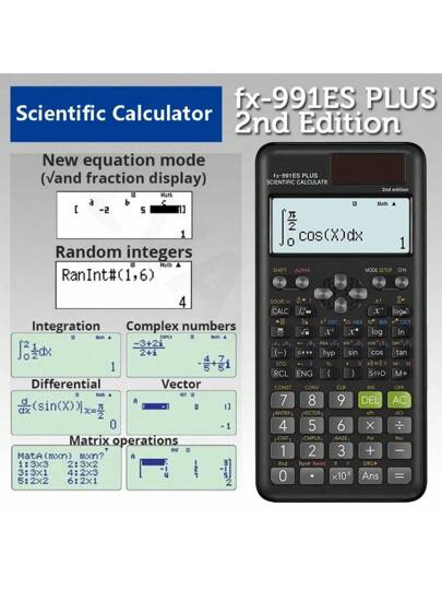 أدوات مكتبية ومدرسية آلة حاسبة علمية متعددة الوظائف FX-991 ES PLUS -417 وظيفة، مصممة خصيصًا للامتحانات الطلابية، تغليف اقتصادي، لوازم مدرسية، العودة إلى المدرسة
