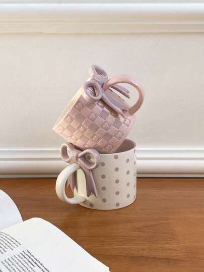 1 كوب سيراميك 11.6 أونصة مع مقبض وشكل قلب، بتصميم قلب مُطبَّع، كوب قهوة بنقشة مربعات، مناسب لديكور المنزل، شرب المياه اليومي، كوب حليب الإفطار، كوب الشاي بعد الظهر، كوب الاتيه في المقاهي، هدية، كوب للأزواج، للعودة إلى المدرسة