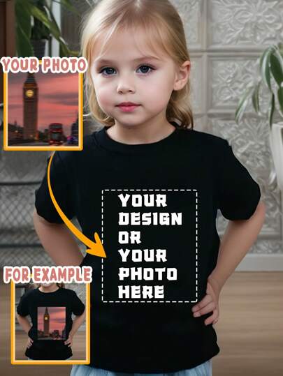 Gokntee ملابس علوية مطبوع حسب الطلب للبنات - مخصص بالصورة أو التصميم المفضل لديك، تي شيرت بطباعة إبداعية جرافيك،قمصان كاجوال للفتيات المراهقات، ملابس أطفال بأكمام قصيرة، توصيل سريع