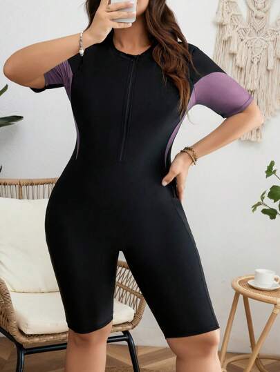 Swim SPRTY قطعة واحدة بدلة سباحة تنك توب مع شورت للنساء متناسبة الحجم، ملابس إطلالة عطلة شاطئ رياضية كاجوال