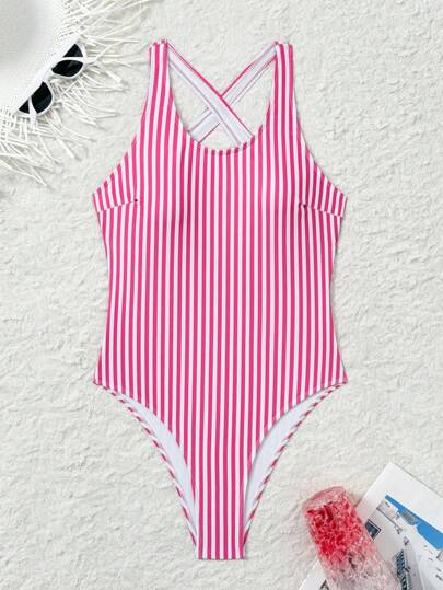 مايوه حريمي قطعة واحدة Swim SPRTY ملابس شاطئ للنساء، ملابس صيفية جديدة للنساء بدون أكمام وظهر مرصع بشريط، بدلة سباحة رياضية عادية قطعة واحدة