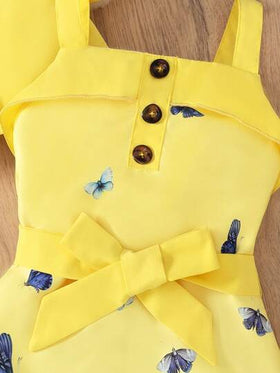 Elladie kids طقم من قطعتين للبنات الصغيرات، جاكيت وردية منسوجة بياقة عالية وفستان قصير من دون أكمام جميل