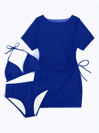 SHEIN Swim Curve بدلة سباحة ذات قطعتين لون بنيوي، لموسم الإجازة/الشاطئ