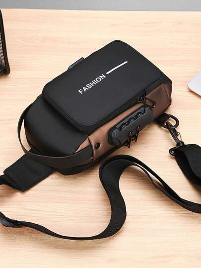 حقيبة صدر رياضية متعددة الوظائف للرجال مع شحن USB، ضرورية للطلاب والحياة اليومية، حقيبة كتف مقاومة للماء وحقيبة خصر