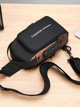 حقيبة صدر رياضية متعددة الوظائف للرجال مع شحن USB، ضرورية للطلاب والحياة اليومية، حقيبة كتف مقاومة للماء وحقيبة خصر