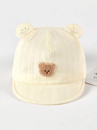 قبعة بيسبول للرضع للوقاية من الشمس، قبعة بشريط للأطفال الصغار، لينة ومريحة لكل الفصول، قبعة شمس مزينة برسومات الدب بأذن مطرزة للأطفال، قابلة للتعديل بإبزيم وكَلْب، مناسبة للاستخدام اليومي والخارجي واللعب