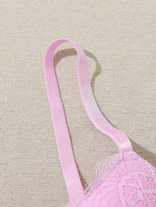 Shein Underwear&Sleepwear Basics 3 قطع / طقم ملابس داخلية بصدرية مدعمة رومانسية من الدانتيل قابلة للتعديل، تصميم جذاب وبسيط للنساء