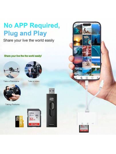 قارئ بطاقة SD 2 في 1 ، محول USB ، قارئ بطاقة ذاكرة بمنفذ USB 3.0 مناسب لجميع أجهزة iPad وSeries والهواتف الذكية ، تشغيل سهل وفوري
