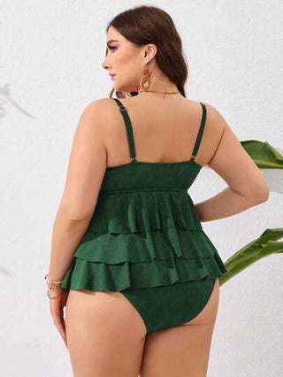 طقم تانكيني حريمي Swim Lushoire 2 قطعة من ملابس السباحة للنساء ذوات الحجم الكبير،أشرطة رفيعة، متعدد الطبقات والكشكشة على الخصر، تخفي العيوب، أنيق، كاجوال، للعطلات