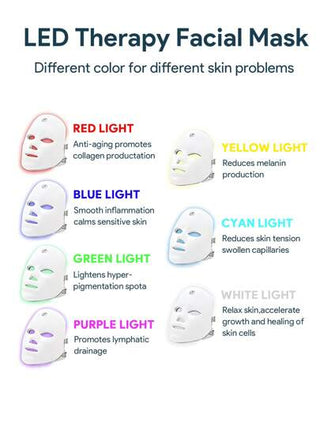 Teckwe قناع الوجه بخاصية الإضاءة LED، قناع الوجه LED 7 ألوان، قناع الوجه بخاصية الإضاءة LED لاسلكي، أداة العناية بالبشرة، أداة تجميل الوجه للاستخدام في صالونات التجميل والمنزل، هدايا عيد الحب، هدايا عيد الميلاد قابلة للشحن، ضروريات الخريف والشتاء