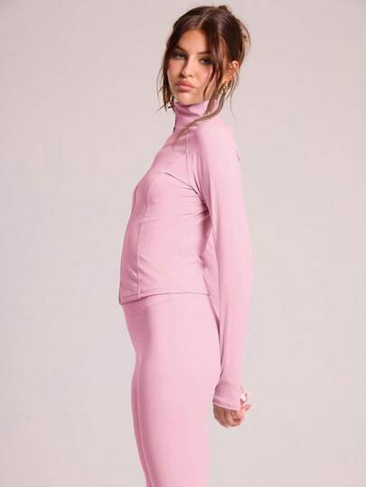 Musera Sport جاكيت رياضية عملية مربعة الرقبة مع أكمام طويلة وسحاب للأنشطة الحركية، مناسبة لرياضات البادل والتنس والبيكلبول