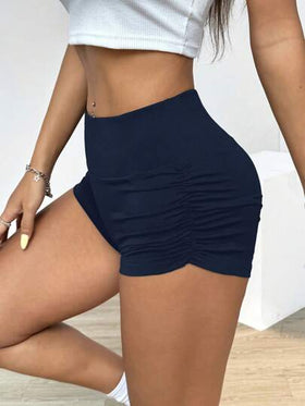 SHEIN EZwear شورتات صيفية عادية للنساء قصيرة جداً بخصر عالي مطوية ضيقة