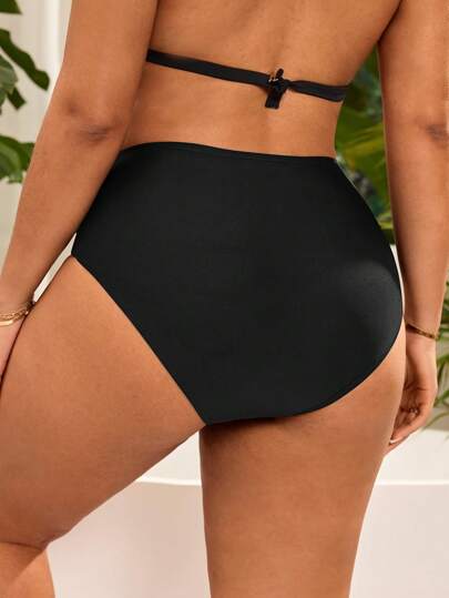 Swim Basics سراويل بيكيني ذات لون واحد مقاسات كبيرة ل- الشاطئ والعطلات