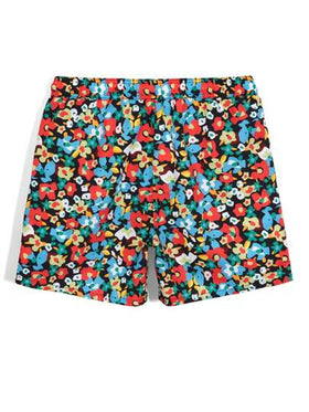 Manfinity Swimmode شورت شاطئ للرجال مطبوع بزخارف زهرية ، ذو خصر رباط تعديلي ، صيفي