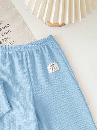 SHEIN طقم ملابس علوية قطن وبنطال وسط مطاطي وردي فاتح للبنات الصغار 2 قطعة