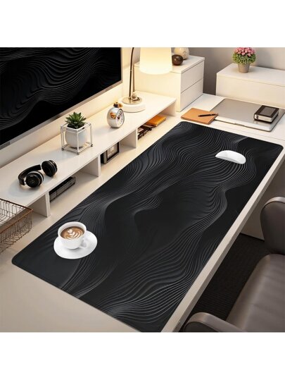 وسادة فأرة أسود حد أدنى 1 حبة بتصميم موجة ثلاثية الأبعاد حصيرة مكتب كبيرة اكسسوارات مكتب وسادة مكتب قاعدة مطاطية مع حافة مخيطة وسادة فأرة مقاومة للانزلاق لوحة مفاتيح للمكتب المنزلي الحاسوب هدايا أعياد الميلاد للرجال والنساء والأصدقاء عودة إلى المدرسة