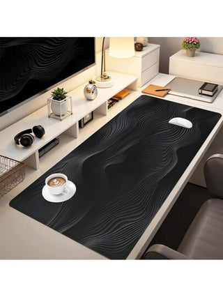 وسادة فأرة أسود حد أدنى 1 حبة بتصميم موجة ثلاثية الأبعاد حصيرة مكتب كبيرة اكسسوارات مكتب وسادة مكتب قاعدة مطاطية مع حافة مخيطة وسادة فأرة مقاومة للانزلاق لوحة مفاتيح للمكتب المنزلي الحاسوب هدايا أعياد الميلاد للرجال والنساء والأصدقاء عودة إلى المدرسة