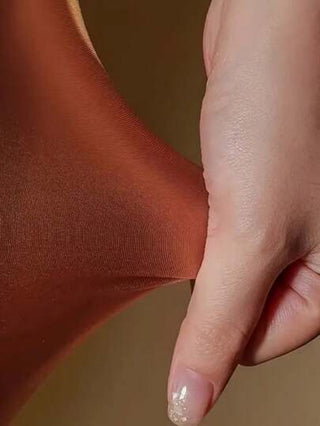 طقم تانكيني حريمي زوج من جوارب طويلة نسائية مقاس كبير باللون البرونزي اللامع عالي المرونة