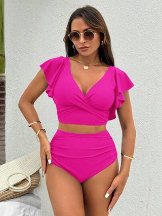 Swim Chiccia طقم ملابس سباحة لنساء بلون صلب للشاطئ/المسبح