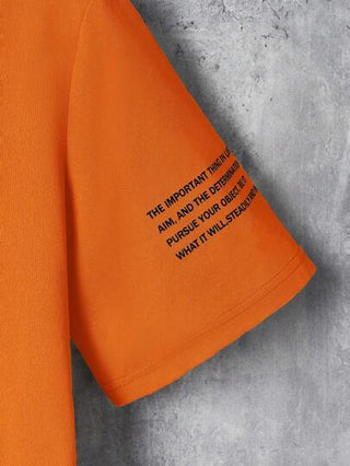 ملابس رجالي Manfinity ModaGents تي شيرت رجالي كاجوال ضيق الياقة قصير الأكمام بطباعة حروف، مناسب للارتداء اليومي