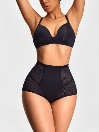 Shape منتظم اللون للنساء، بحزام خصر عالي بتفريغات، شكل جسم منسق من دون غرز