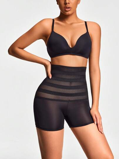 Shape سروال تشكيل الجسم للنساء باللون الواحد من دون خياطة ذو خصر عالي وفتحات
