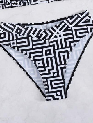 طقم تانكيني حريمي Swim Chiccia مجموعة ملابس سباحة بقصة باندو لفتة بطبعات شريطية عشوائية للنساء، ملابس شاطئ أنيقة