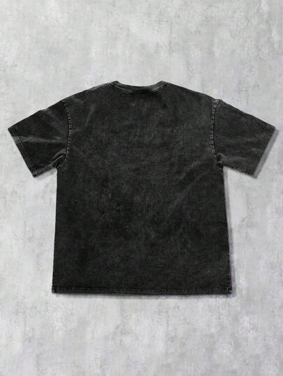 ROMWE MEN Grunge Punk تي شيرت تي شيرت بطبعة الظل، بسيط وعصري، مناسب للصيف