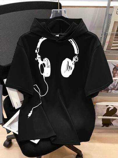 SHEIN تي شيرت مطبوع برسومات ألعاب للمراهقين ،أكمام قصيرة مخصر ، كاجوال لفصل الصيف